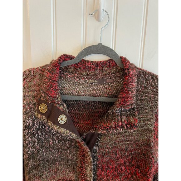 Prana Striped Cardigan Long Sweater Bell Cuffs Wool Blend‎ Size Medium - Picture 2 of 5